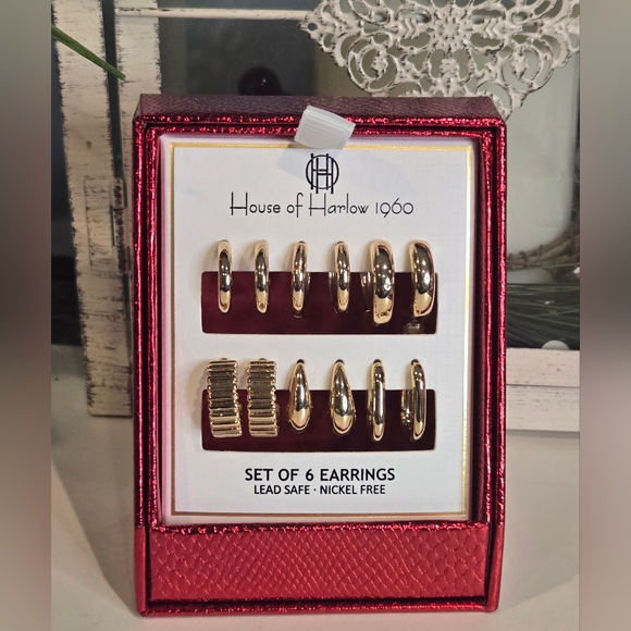House of Harlow 1960 Gold Hoop Earring Collection - Picture 2 of 4